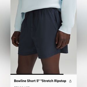 Lululemon men’s 5” bowline short - true navy size medium